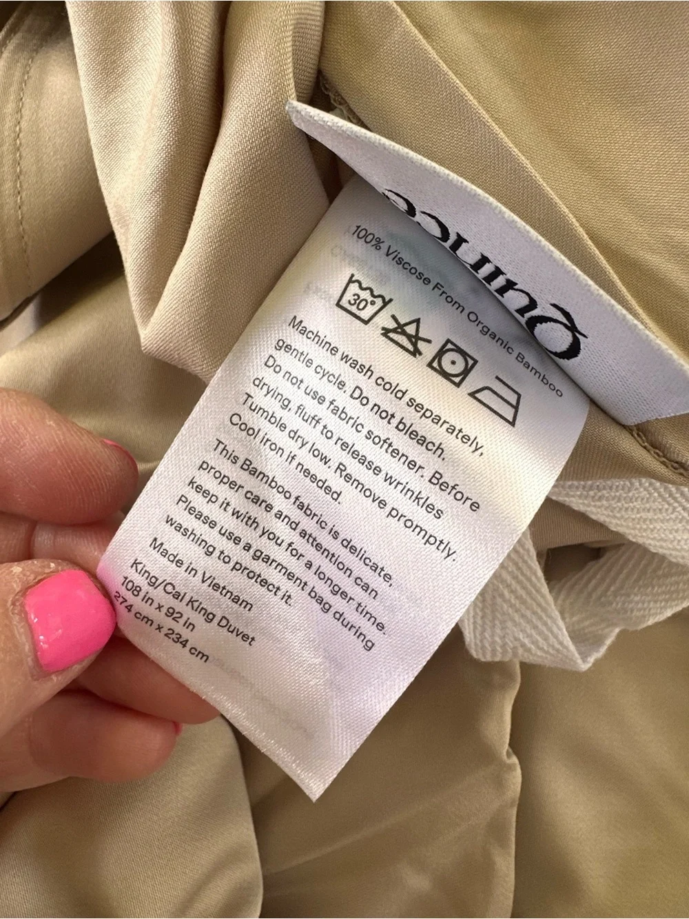 NWOT Quince King Cal King Duvet Cover Set 2 Shams Organic Bamboo Sand